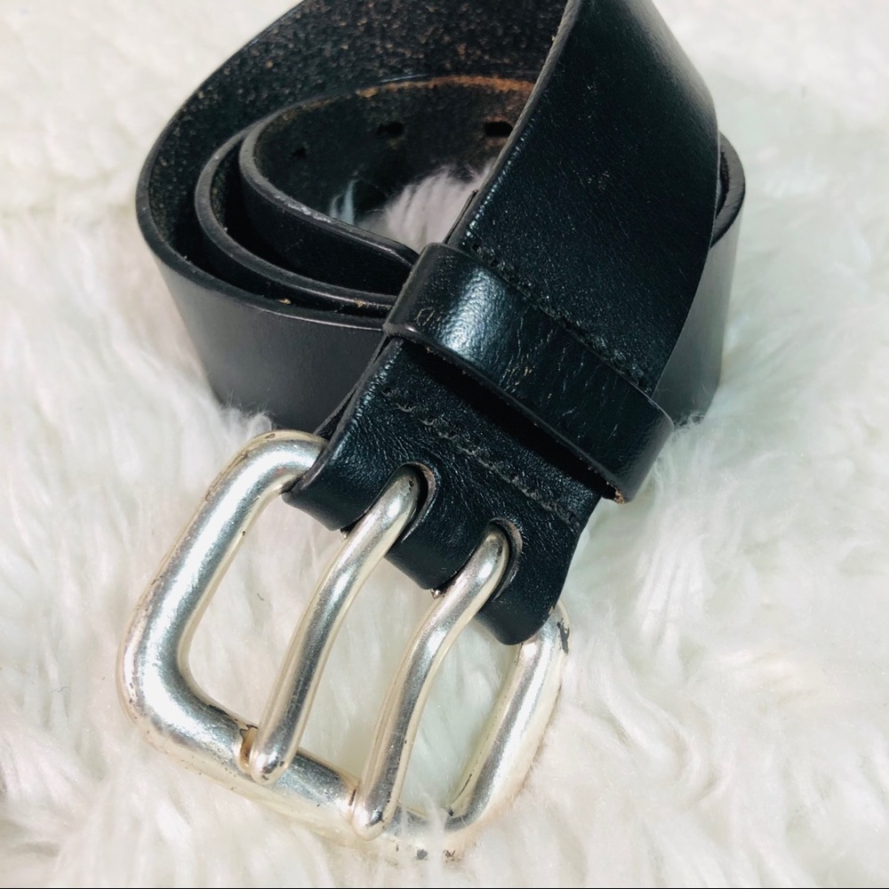 Black leather classic double hole belt 27to 32